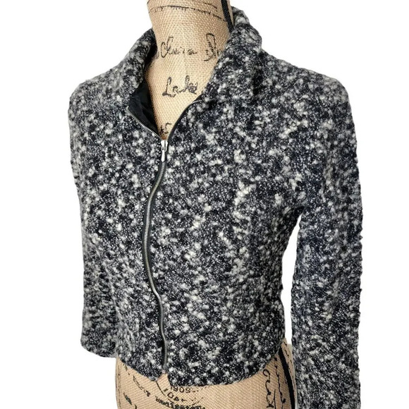 Claudie Pierlot Paris Womens Designer Wool Tweed Blazer Jacket Size 2 Black - Picture 8 of 12